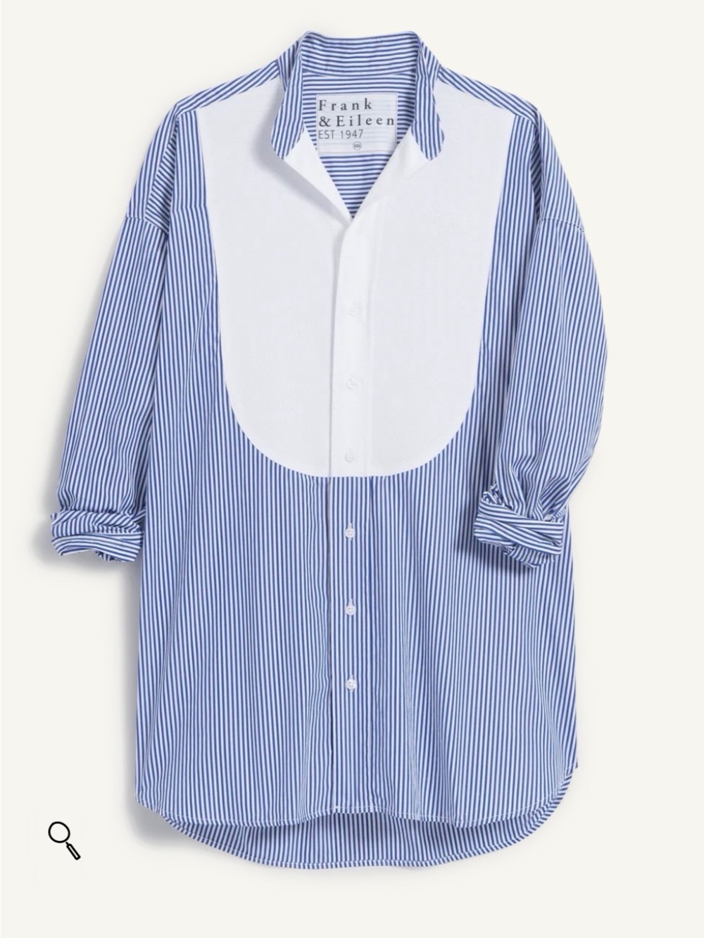Frank & Eileen Victoria Italian Tuxedo Shirt Blue Stripe White Bibb Retails $348